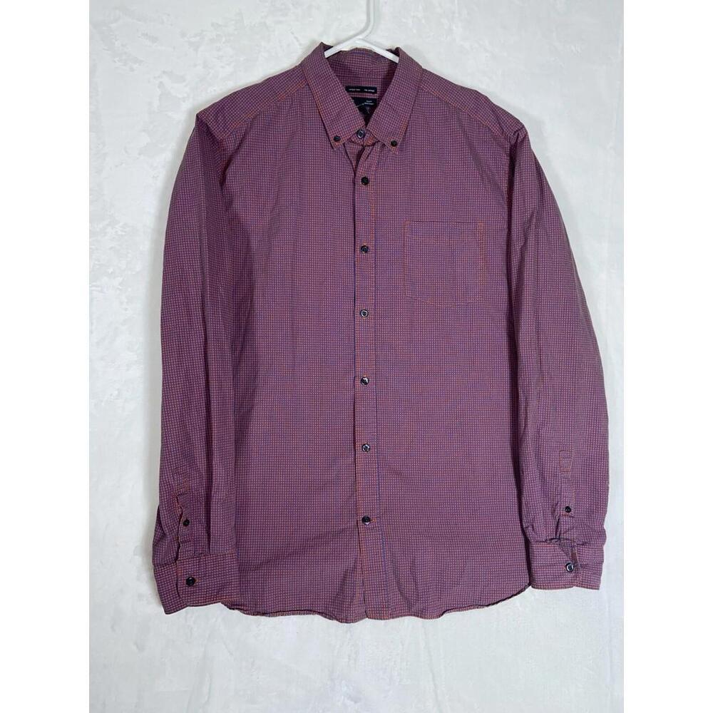 Men’s Gap Slim Fit Vintage Wash Blue & Red Plaid Button Up Shirt Sz XL 2013